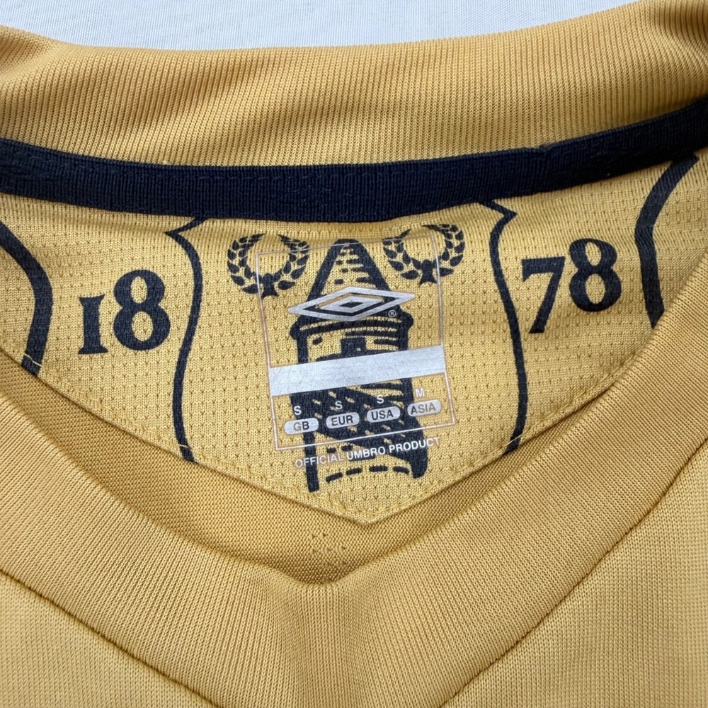Umbro Everton Soccer Jersey Mens Small Yellow 2010-11 Away Chang Sponsor Kit - Picture 3 of 10